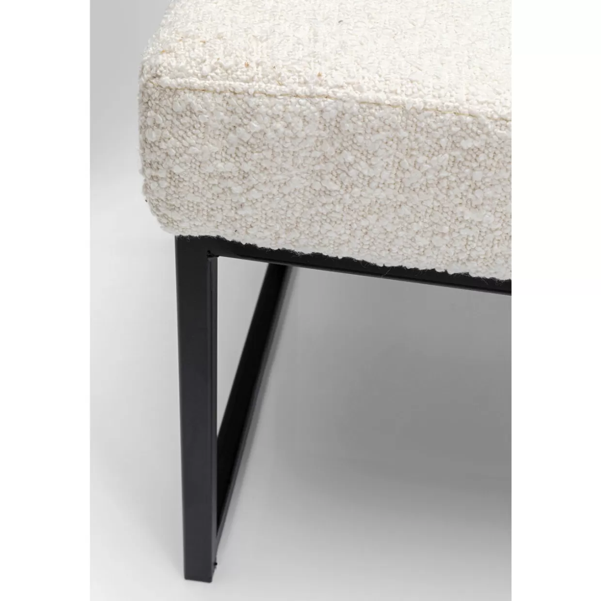 KARE Design - Panca Elegante SMART in Tessuto Bouclé, Colore Sabbia e Nero, 150 cm per Soggiorno Moderno