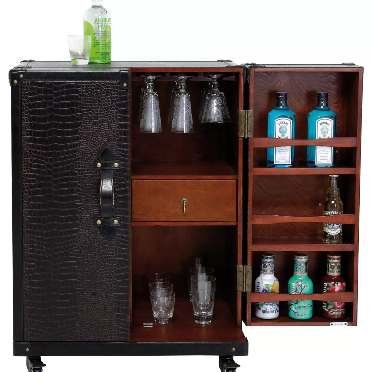 KARE Design - Credenza Bar Globetrotter con Stile Unico, Formato Medio per Appassionati di Viaggi

(