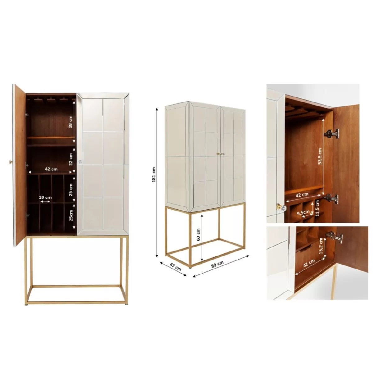 KARE Design Bar - Credenza Elegante in Tonalità Champagne con Rifiniture di Lusso