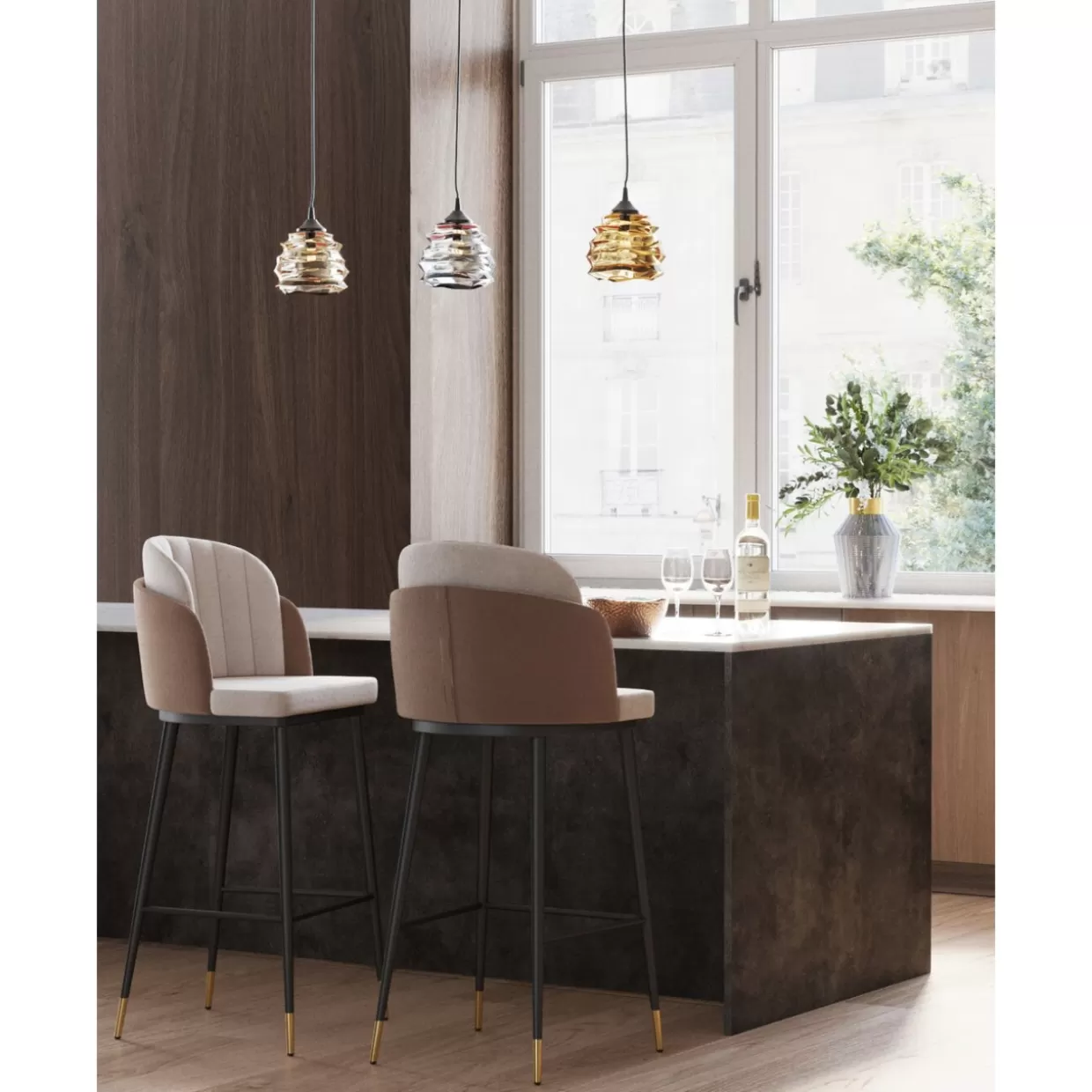 KARE Design - Panche e Sgabelli da Bar Eleganti in Tonalità Beige Foglie Naturale