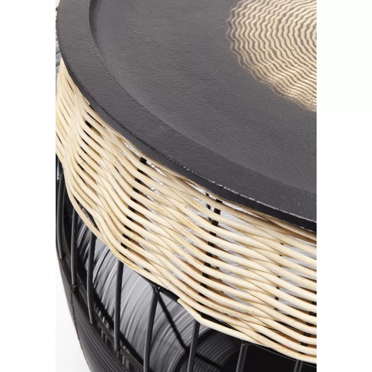 KARE Design - Tavolini Laterali con Stile Tribale, Set da 2 con Decorazione Tamburi Africani
