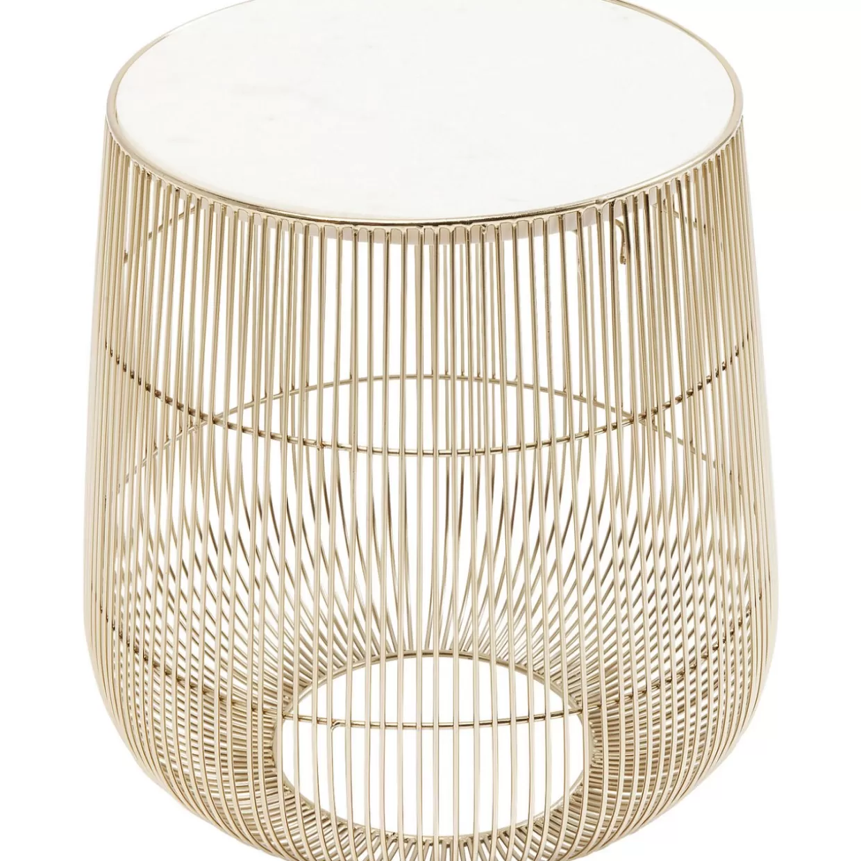 Tavolino Design KARE | Modello Beam in Marmo Bianco e Ottone, Diametro 32 cm - Accostamento Elegante per Arredamento Moderno