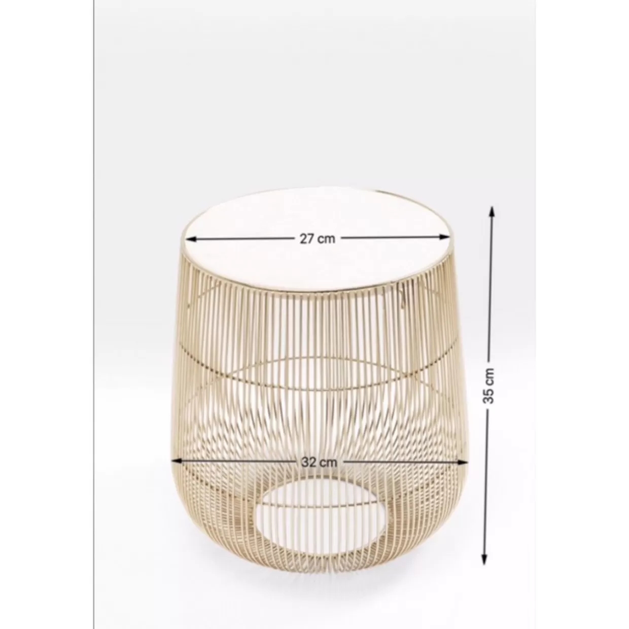 Tavolino Design KARE | Modello Beam in Marmo Bianco e Ottone, Diametro 32 cm - Accostamento Elegante per Arredamento Moderno