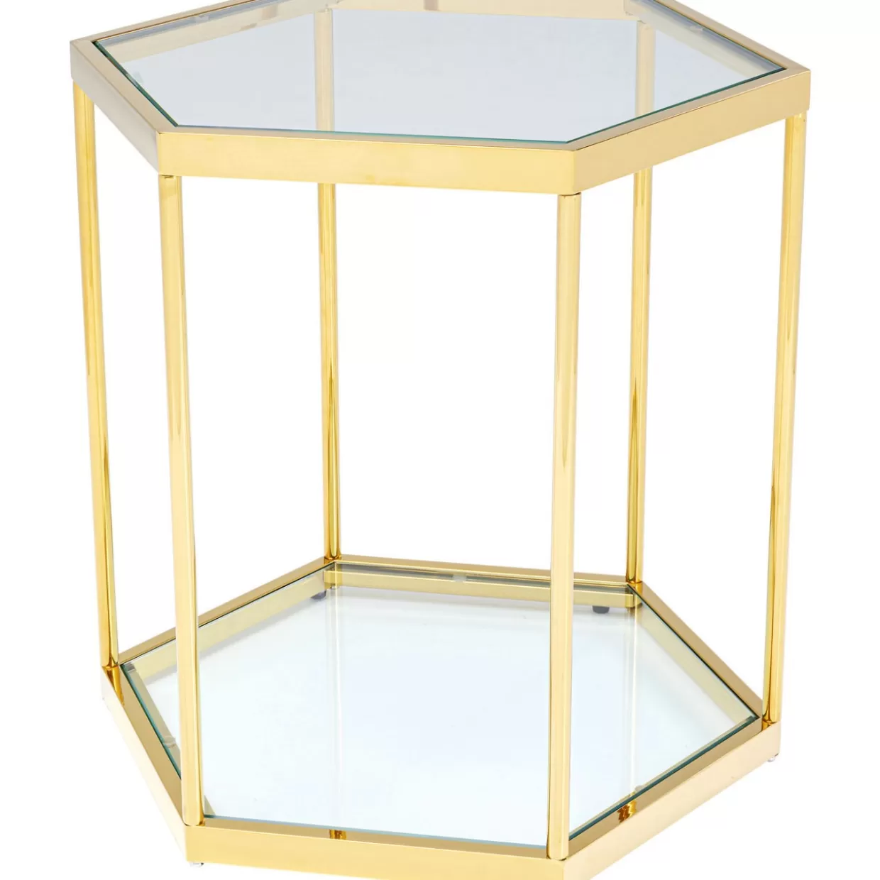 Tavolino moderno Comb in oro lucido 55 cm - Design elegante per soggiorno contemporaneo - KARE Collezione esclusiva con struttura geometrica