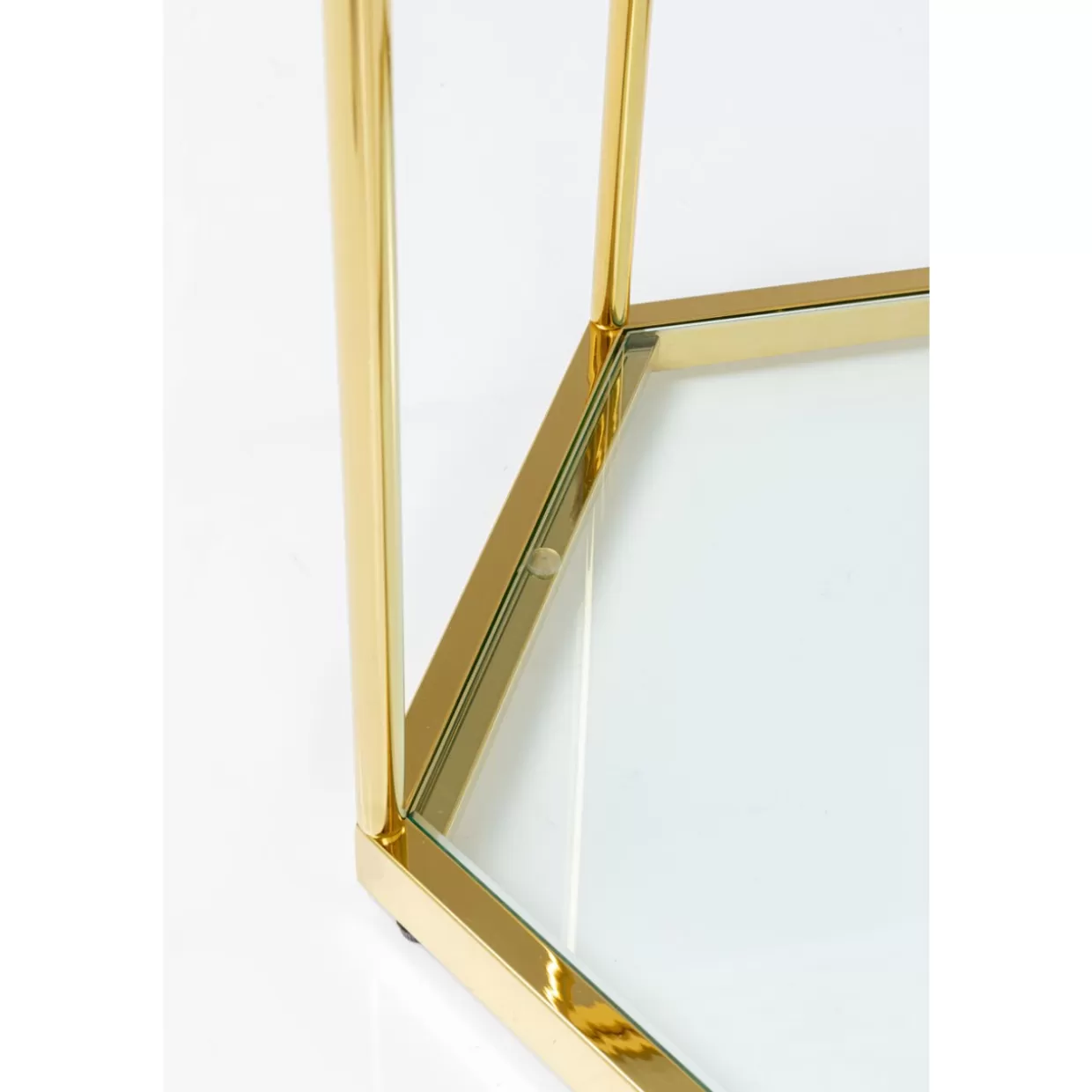 Tavolino moderno Comb in oro lucido 55 cm - Design elegante per soggiorno contemporaneo - KARE Collezione esclusiva con struttura geometrica