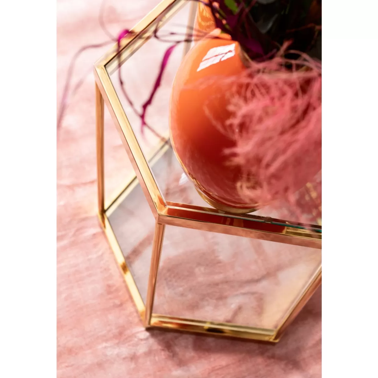 Tavolino moderno Comb in oro lucido 55 cm - Design elegante per soggiorno contemporaneo - KARE Collezione esclusiva con struttura geometrica