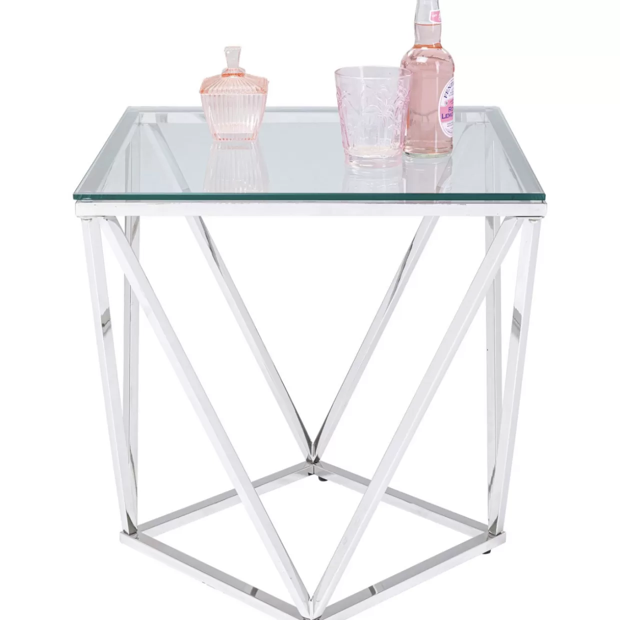 Tavolino Decorativo Moderno Cristallo KARE Design - 50x50 cm, Stile Contemporaneo per Soggiorni Eleganti, Ideale per Arredamento con Rifiniture Trasparenti