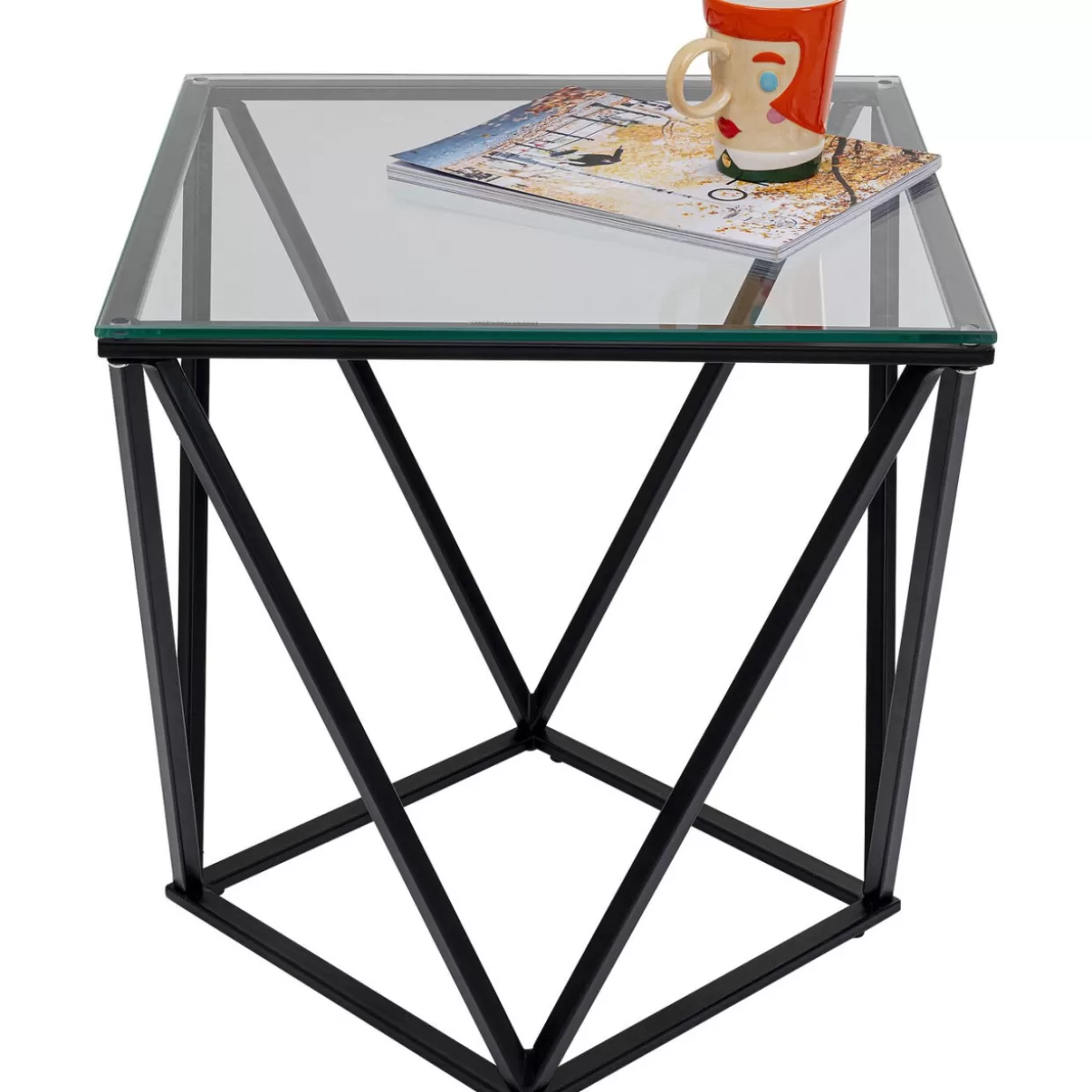 Tavolino Design Moderno Cristallo Nero 50x50 cm - KARE Collection per Arredamento Contemporaneo
