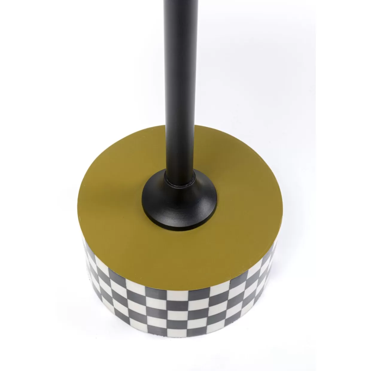 Tavolino da salotto Domero Checkers in stile KARE Design - Motivo scacchiera in verde oliva, diametro 25 cm