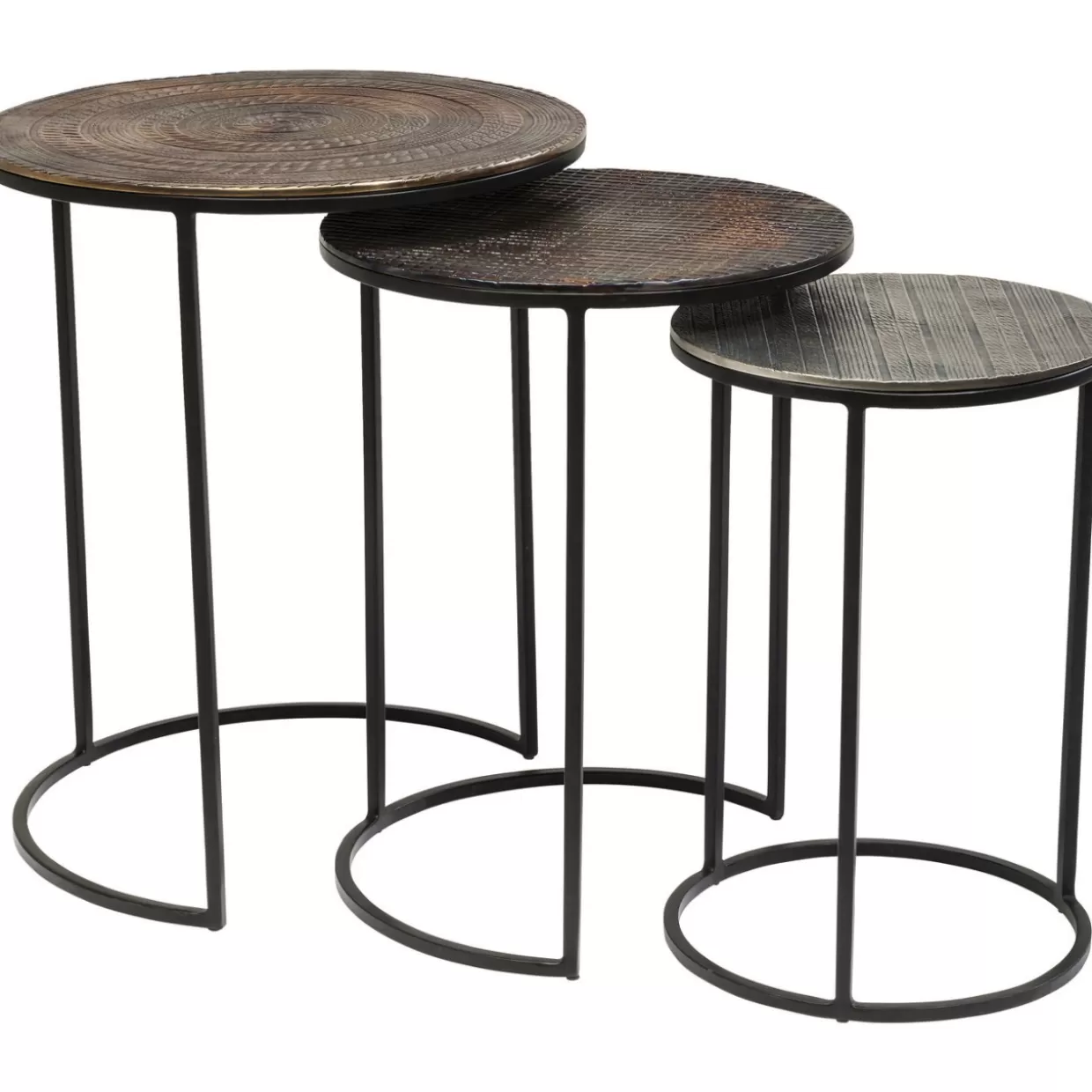 Trio di tavolini Electra: design contemporaneo in set da 3, diametro 48 cm – KARE Collection