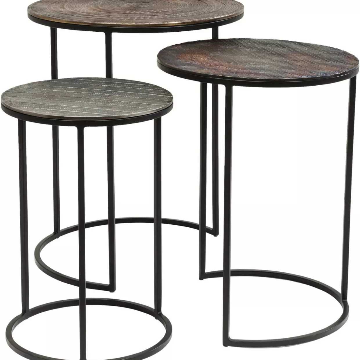 Trio di tavolini Electra: design contemporaneo in set da 3, diametro 48 cm – KARE Collection