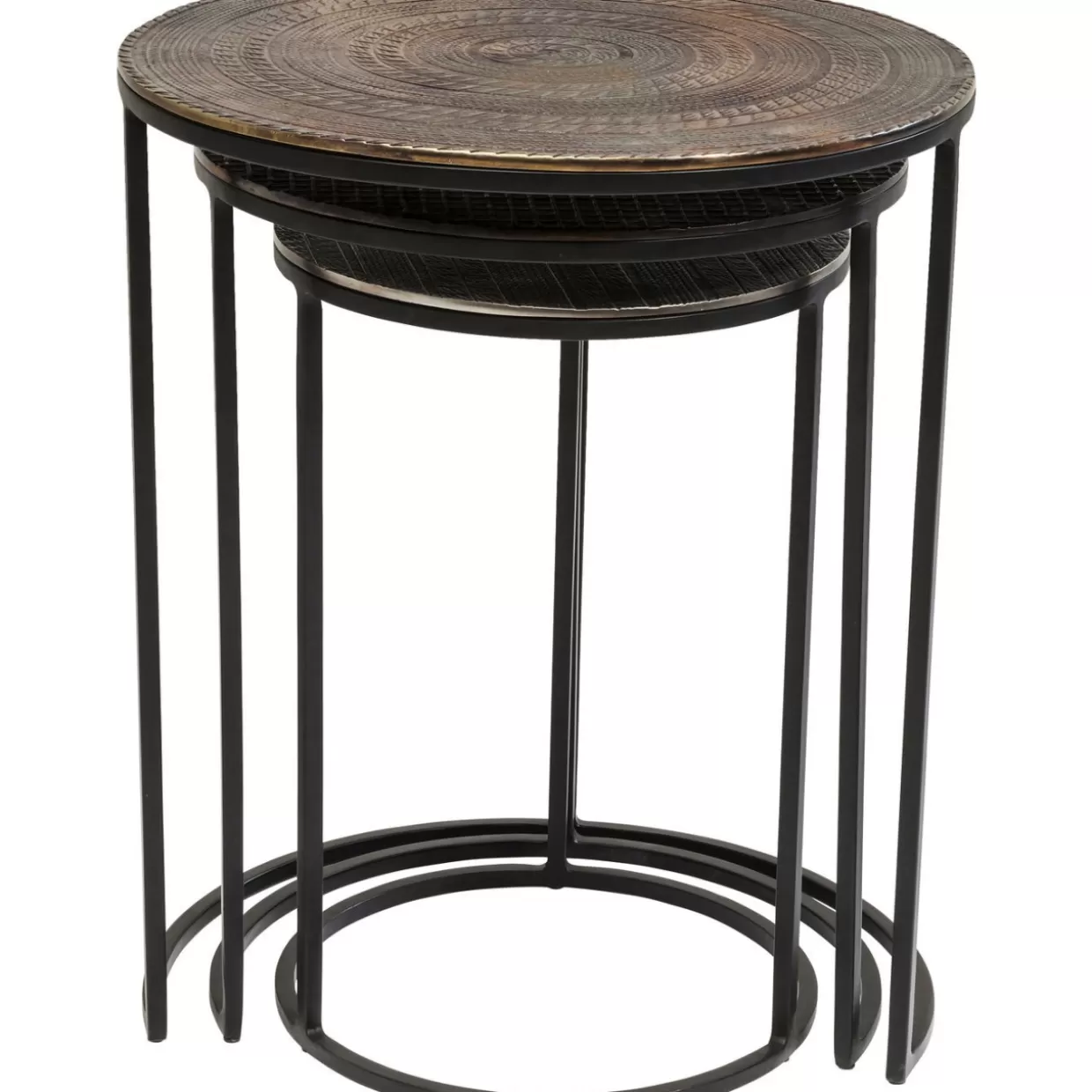 Trio di tavolini Electra: design contemporaneo in set da 3, diametro 48 cm – KARE Collection