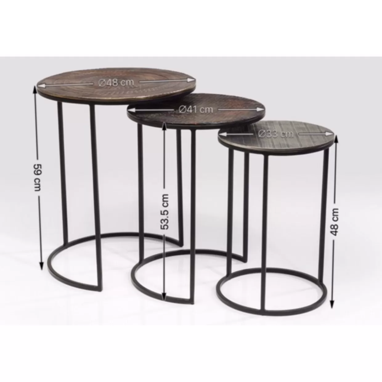 Trio di tavolini Electra: design contemporaneo in set da 3, diametro 48 cm – KARE Collection