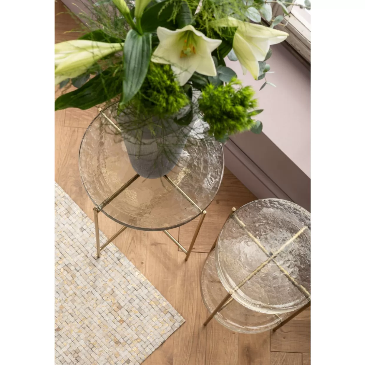 Design KARE · Tavolino Contemporaneo Ice Duale Ø30 cm con Effetto Cristallo - Complemento d'Arredo Moderno per Soggiorno