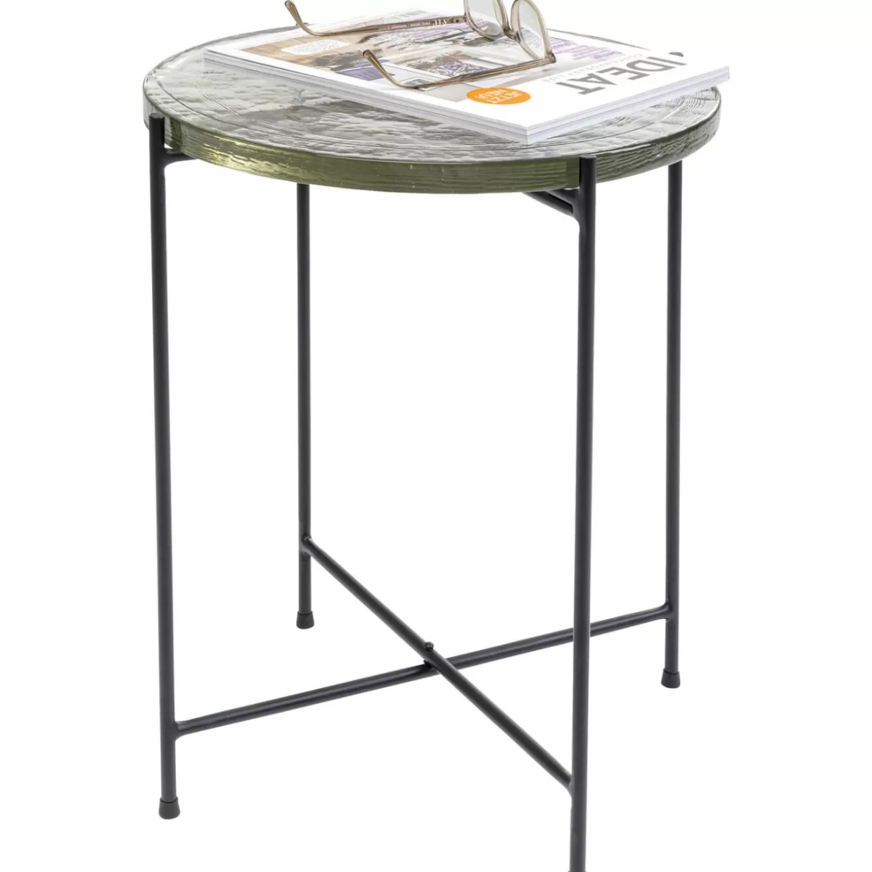 Tavolino Design KARE Nero Ghiaccio - Complemento d'Arredo Moderno con Diametro 40cm per Soggiorno Contemporaneo