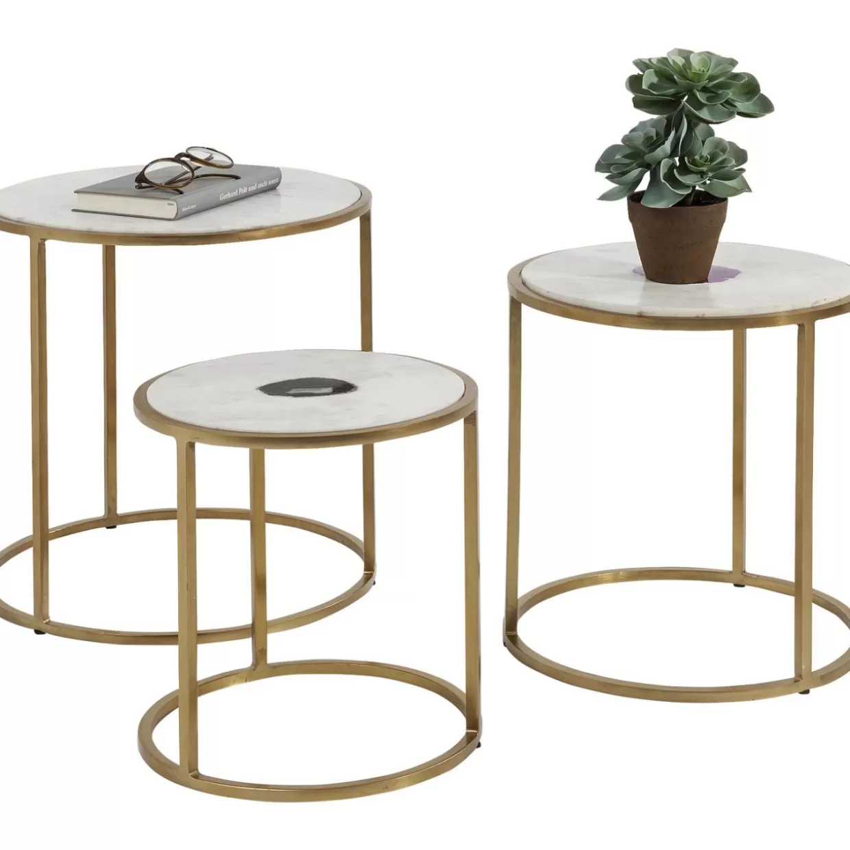 Trio di tavolini moderni Limbo Ø45 cm - Set da 3 complementi d'arredo contemporanei firmati KARE Design