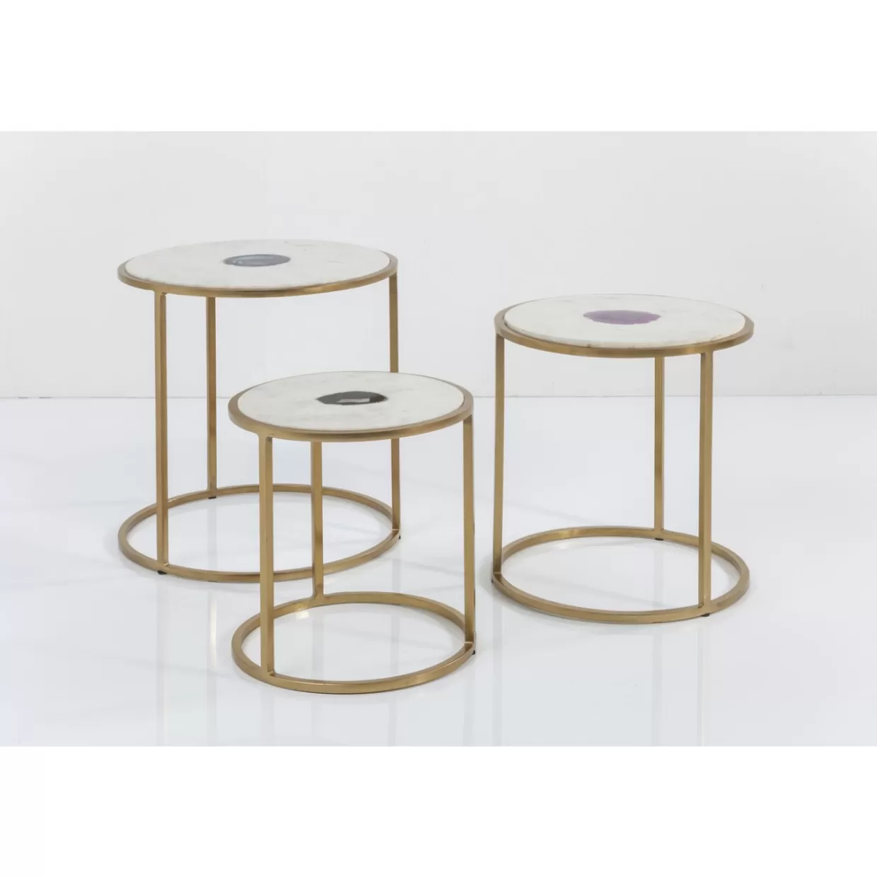 Trio di tavolini moderni Limbo Ø45 cm - Set da 3 complementi d'arredo contemporanei firmati KARE Design