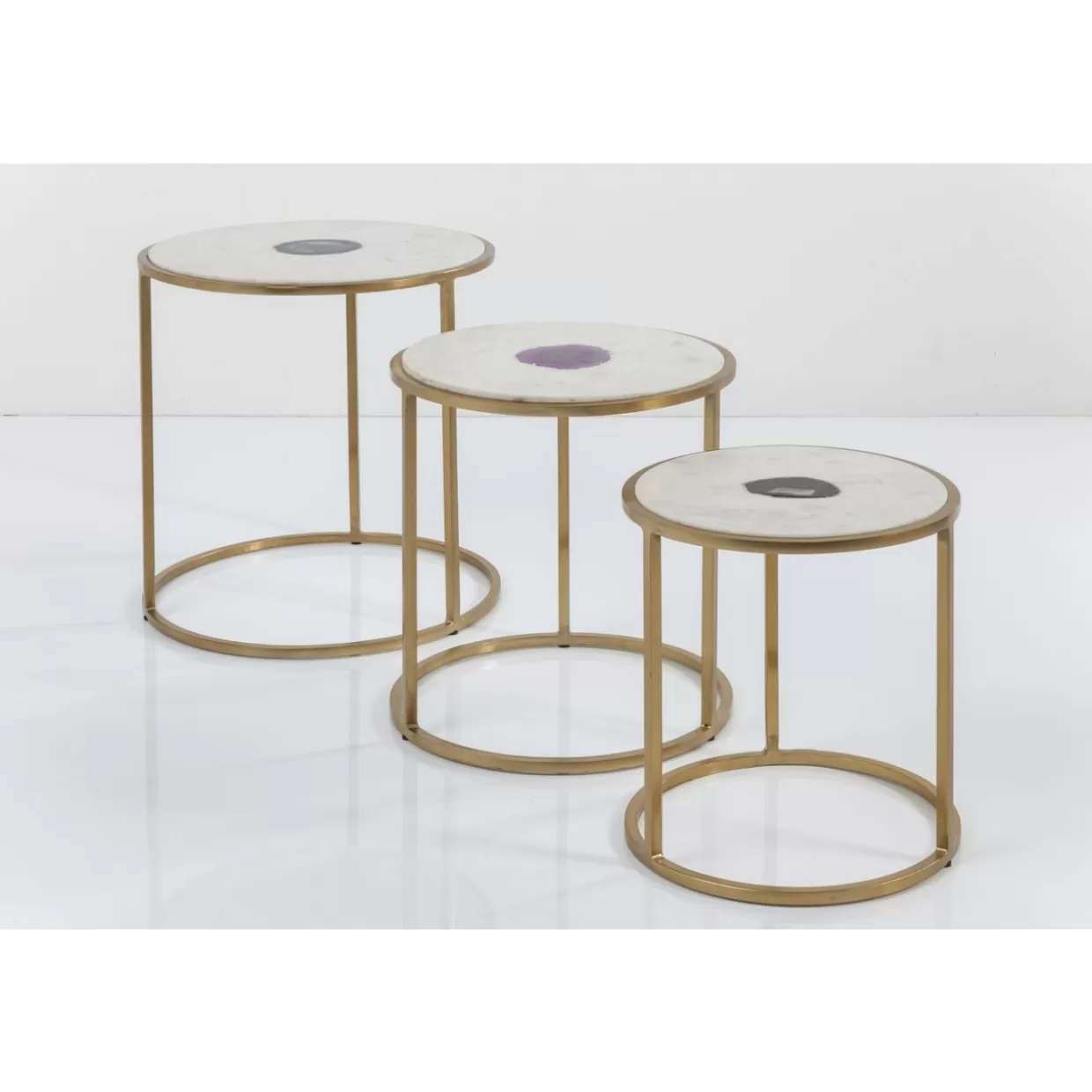 Trio di tavolini moderni Limbo Ø45 cm - Set da 3 complementi d'arredo contemporanei firmati KARE Design