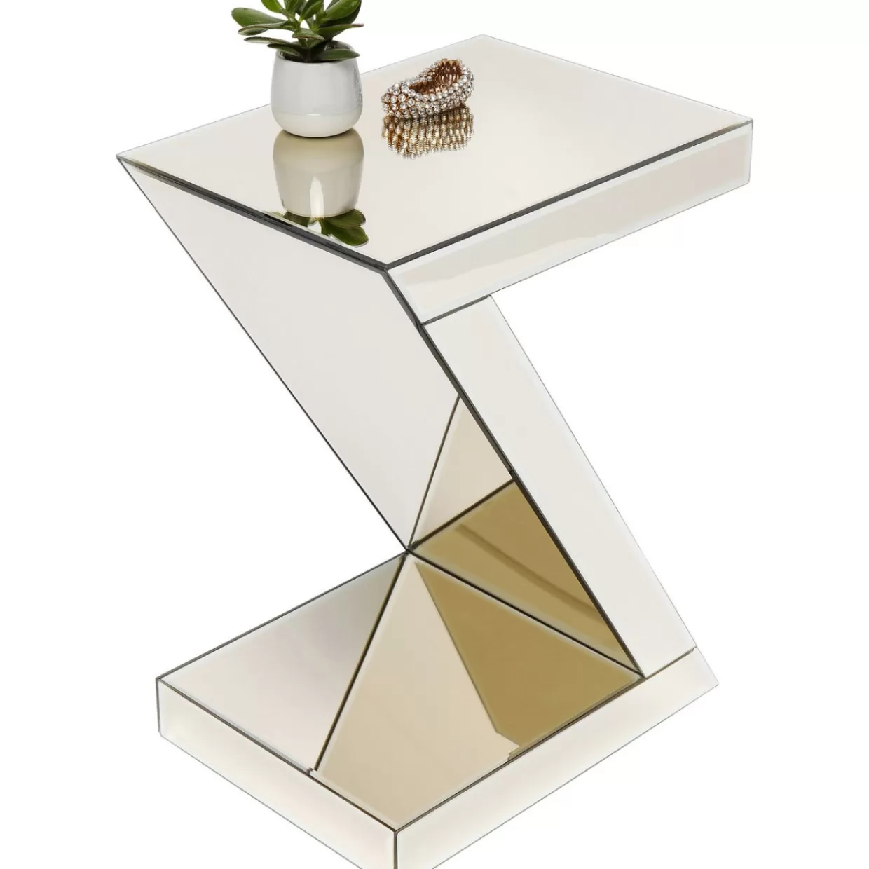 Tavolini d'Appoggio di Lusso KARE Design - Stile Z con Finitura Champagne Elegante