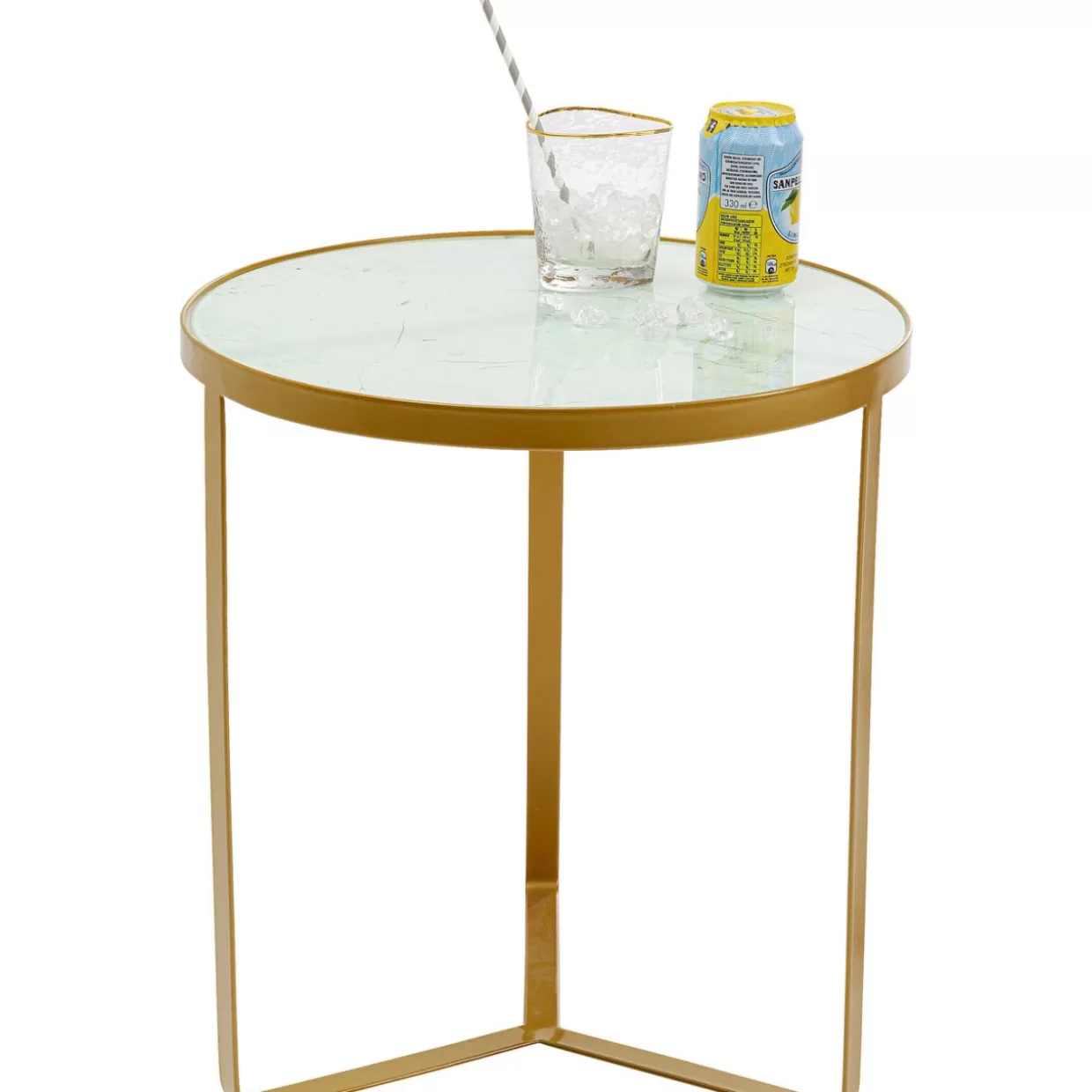 Tavolino Elegante KARE Design con Effetto Marmo Dorato - Complemento d'Arredo Moderno per il Soggiorno O45