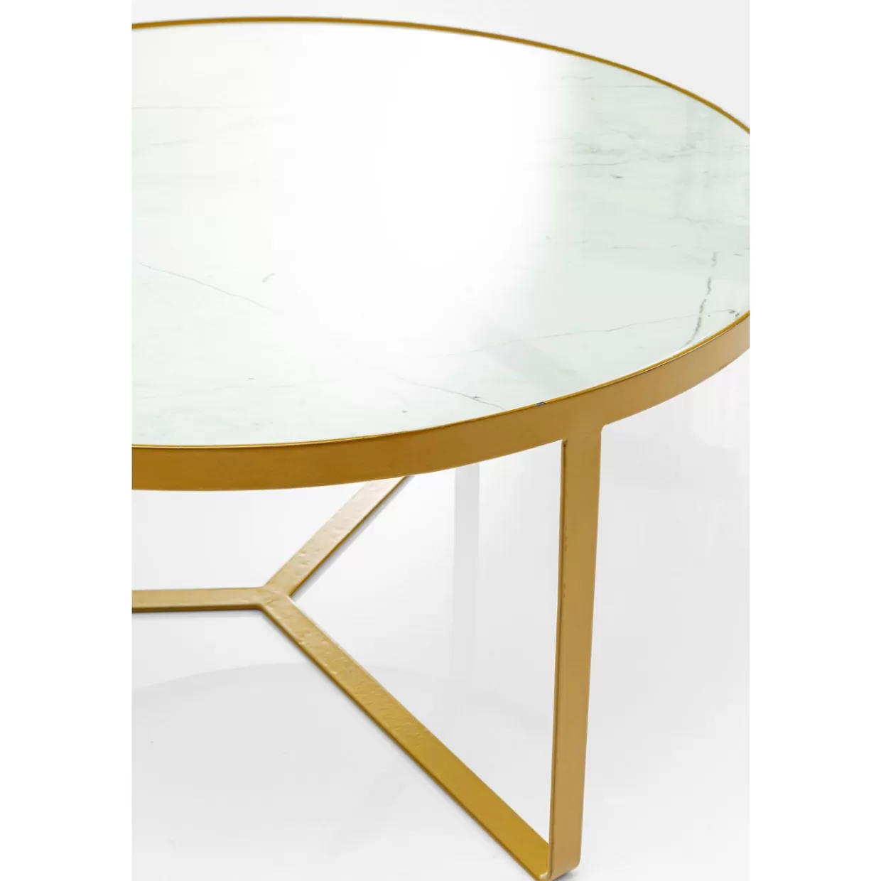 Tavolino da salotto KARE Design in marmo dorato - Moderno complemento d'arredo con dettagli oro lucido O55 

(：