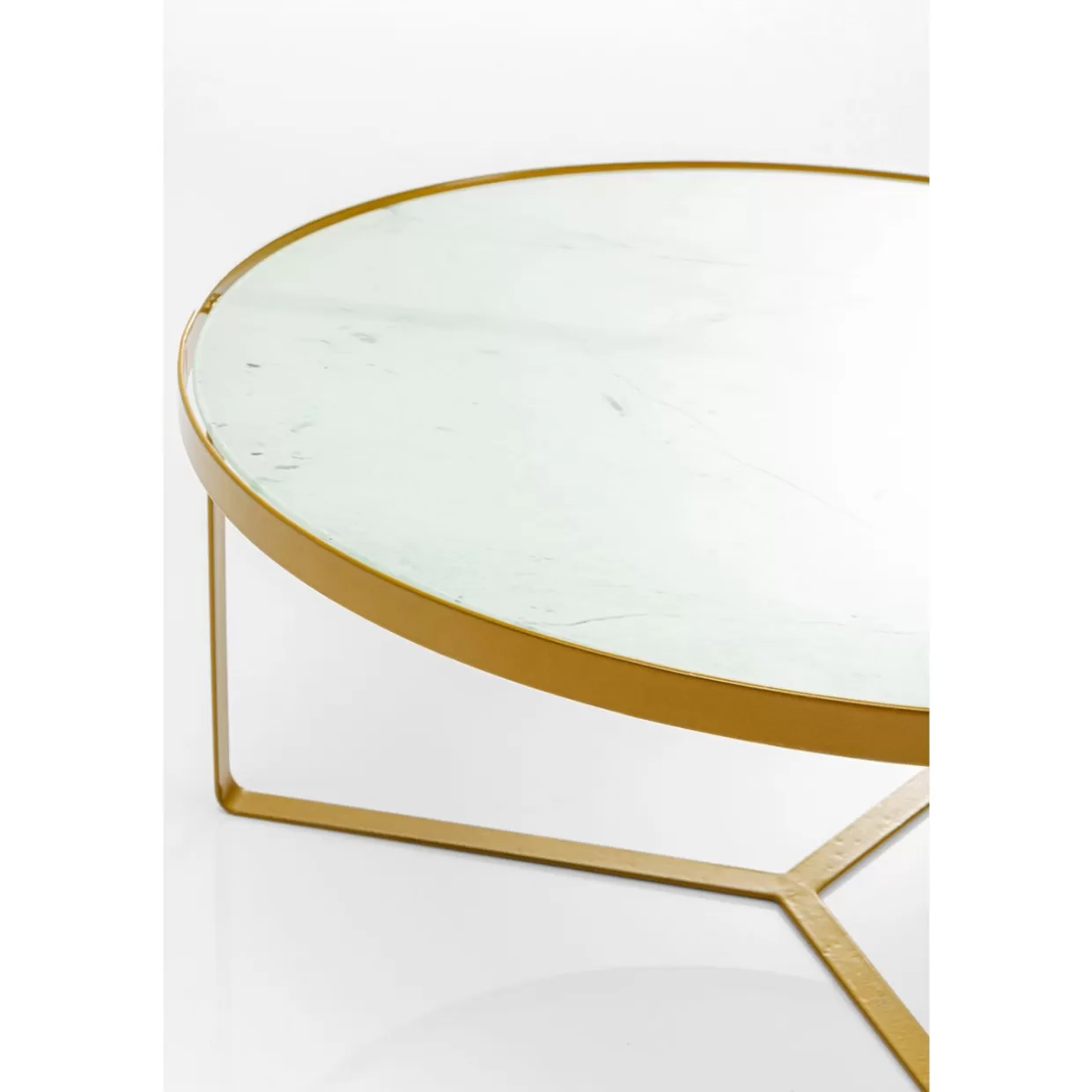 Tavolino da salotto KARE Design in marmo dorato - Moderno complemento d'arredo con dettagli oro lucido O55 

(：