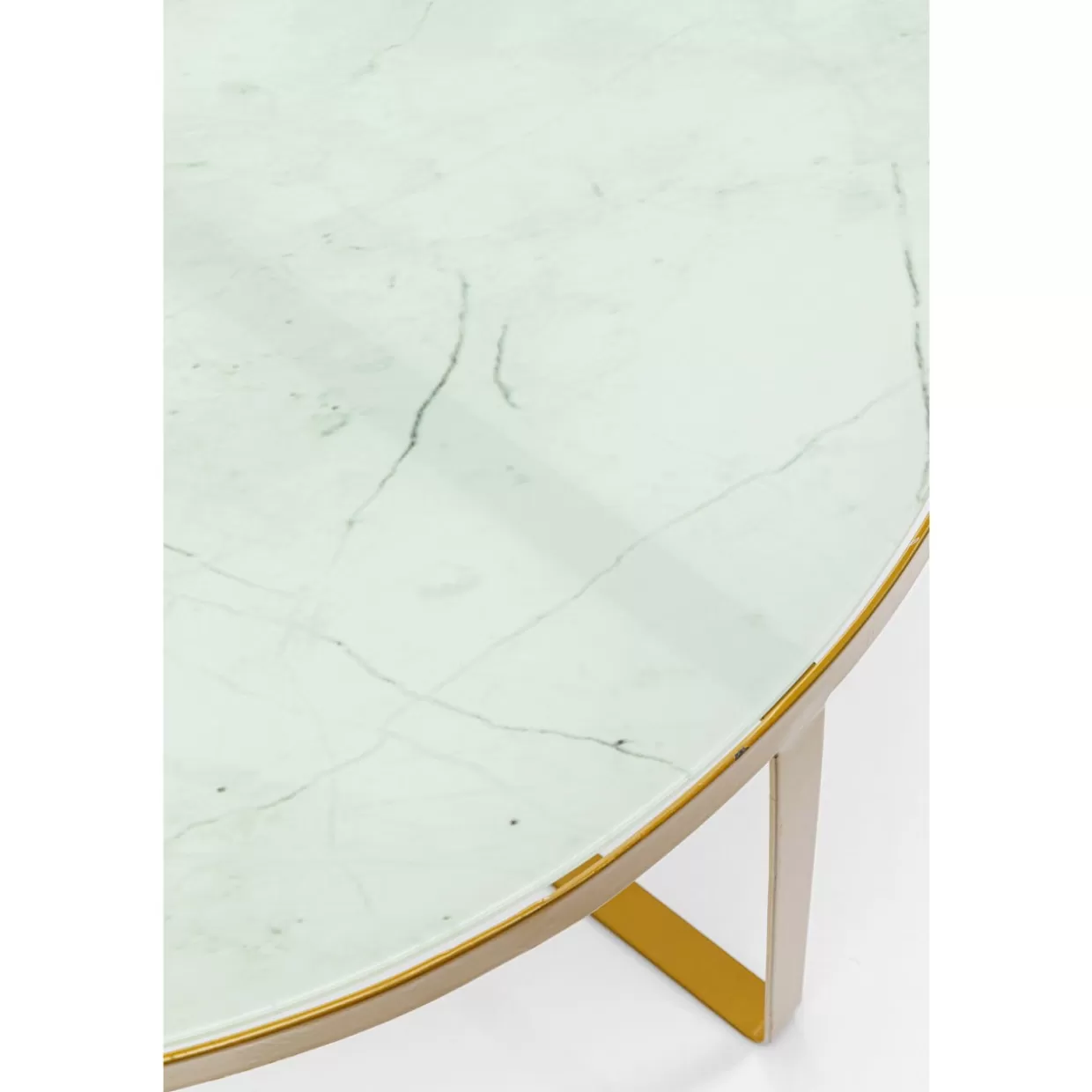 Tavolino da salotto KARE Design in marmo dorato - Moderno complemento d'arredo con dettagli oro lucido O55 

(：