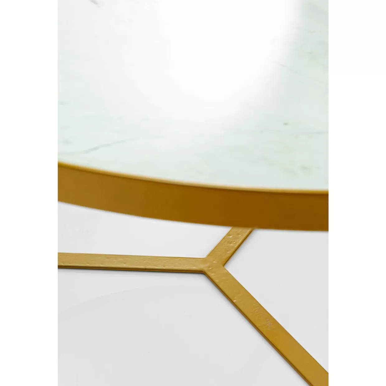 Tavolino da salotto KARE Design in marmo dorato - Moderno complemento d'arredo con dettagli oro lucido O55 

(：