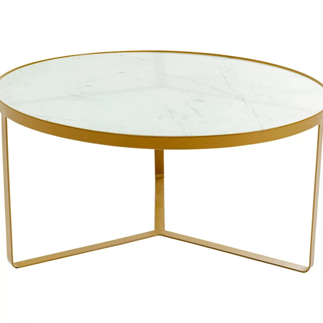 Tavolino da salotto KARE Design in marmo dorato - Moderno complemento d'arredo con dettagli oro lucido O55 

(：
