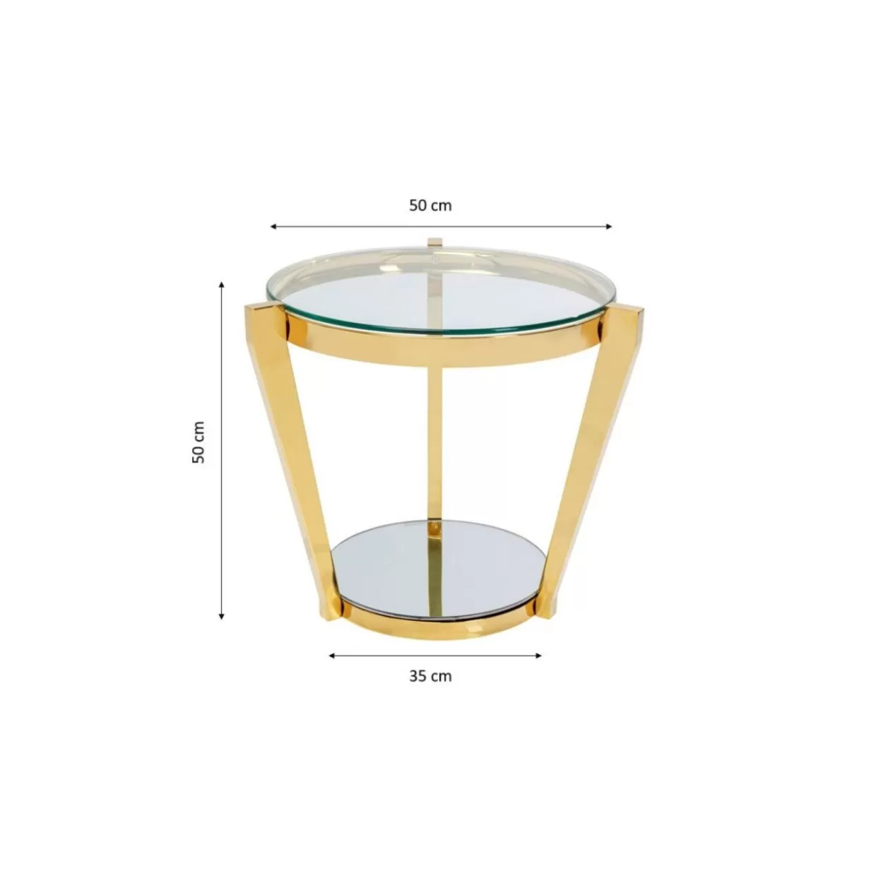 KARE Design - Tavolino Elegante Monocolo in Oro, Design Contemporaneo con Piano da 50 cm