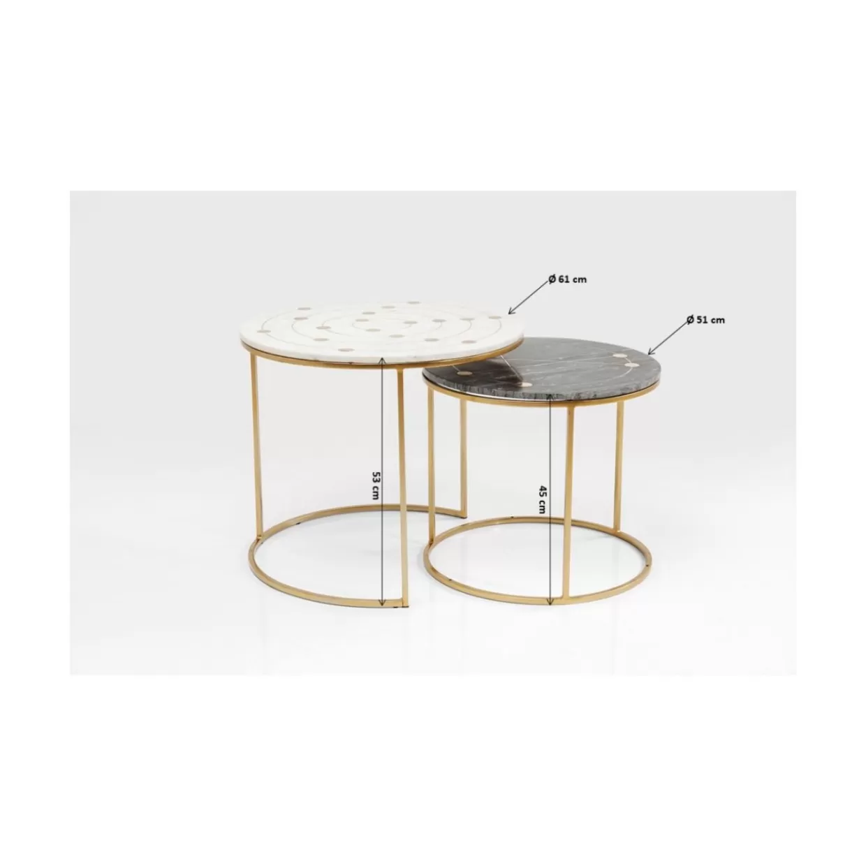 Tavolini Contemporanei Mystic Rotondo - Set da 2 con Design Elegante, Diametro 61 cm - KARE Collection