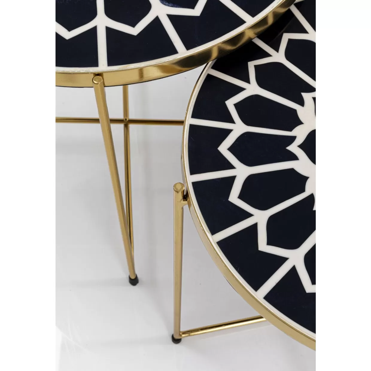 KARE Design - Tavolini Moderni Priya Schwarz, Set da 2 per Soggiorno con Finitura Antracite 

(：，
