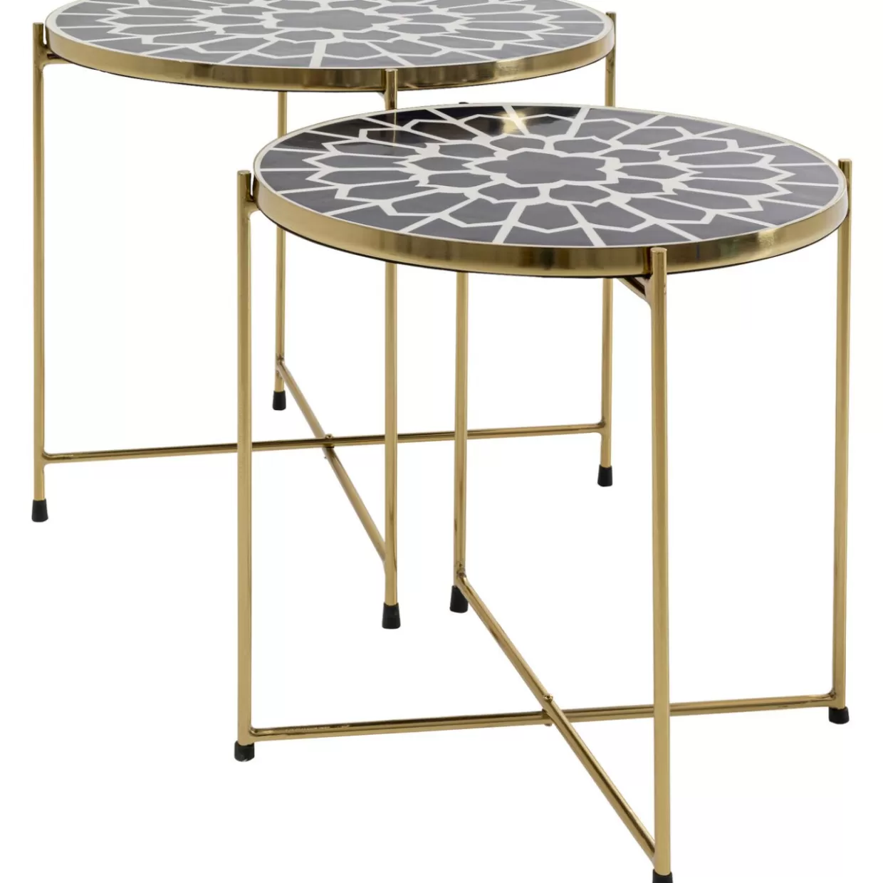 KARE Design - Tavolini Moderni Priya Schwarz, Set da 2 per Soggiorno con Finitura Antracite 

(：，