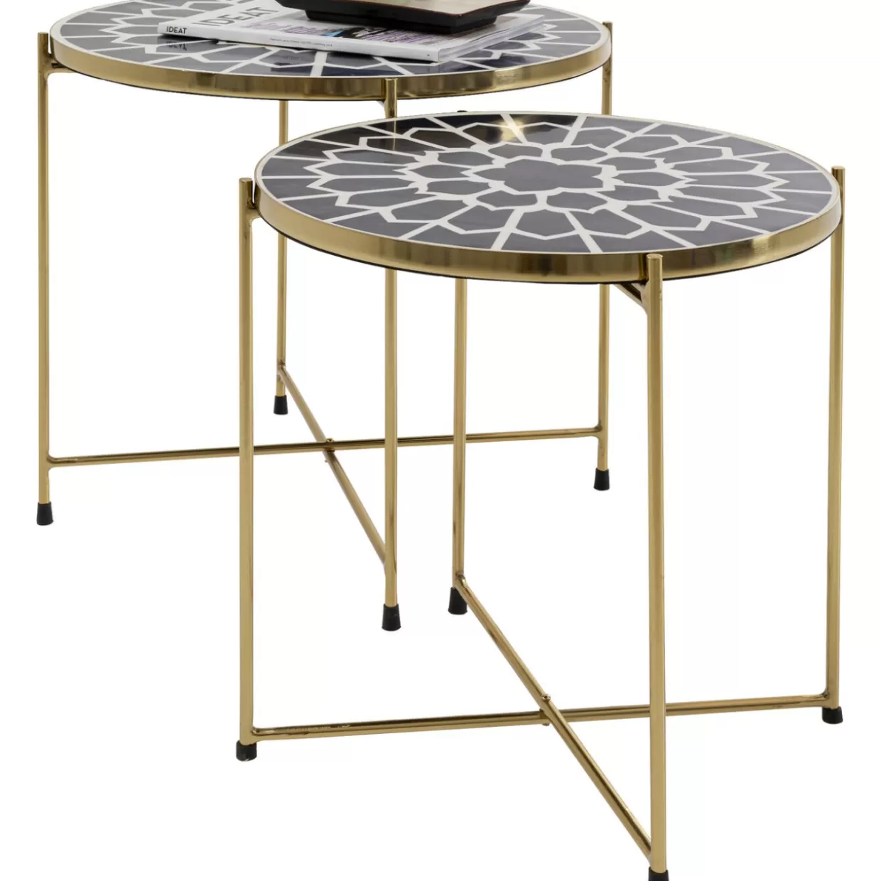 KARE Design - Tavolini Moderni Priya Schwarz, Set da 2 per Soggiorno con Finitura Antracite 

(：，