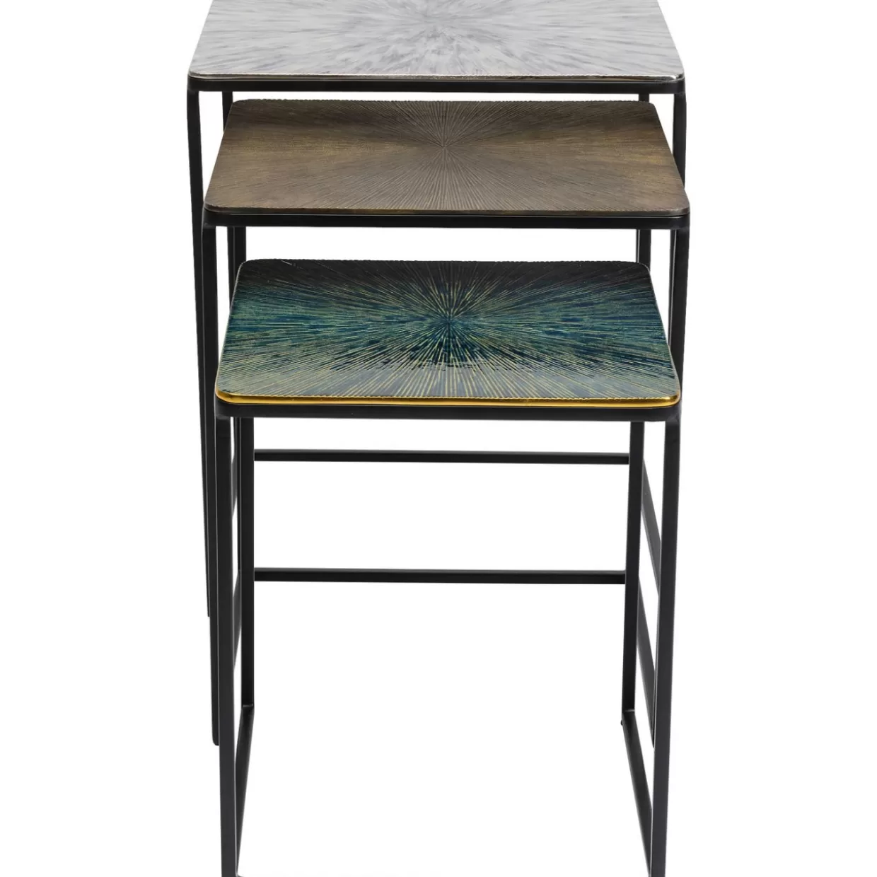 Design KARE - Set da 3 Tavolini Ray Quadrati con Stile Contemporaneo per Soggiorni Funzionali
