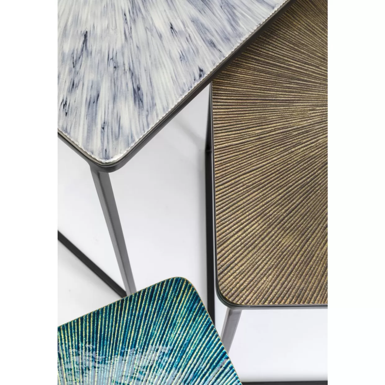 Design KARE - Set da 3 Tavolini Ray Quadrati con Stile Contemporaneo per Soggiorni Funzionali