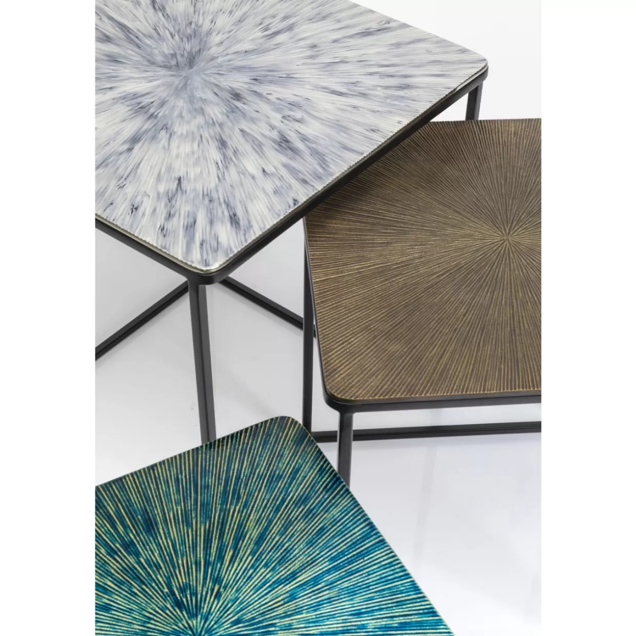Design KARE - Set da 3 Tavolini Ray Quadrati con Stile Contemporaneo per Soggiorni Funzionali