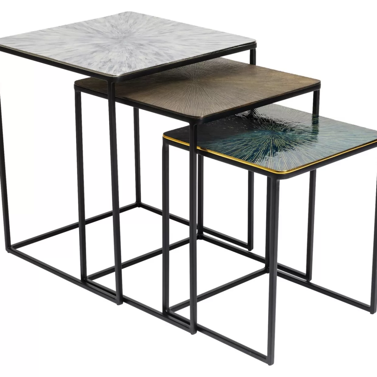 Design KARE - Set da 3 Tavolini Ray Quadrati con Stile Contemporaneo per Soggiorni Funzionali