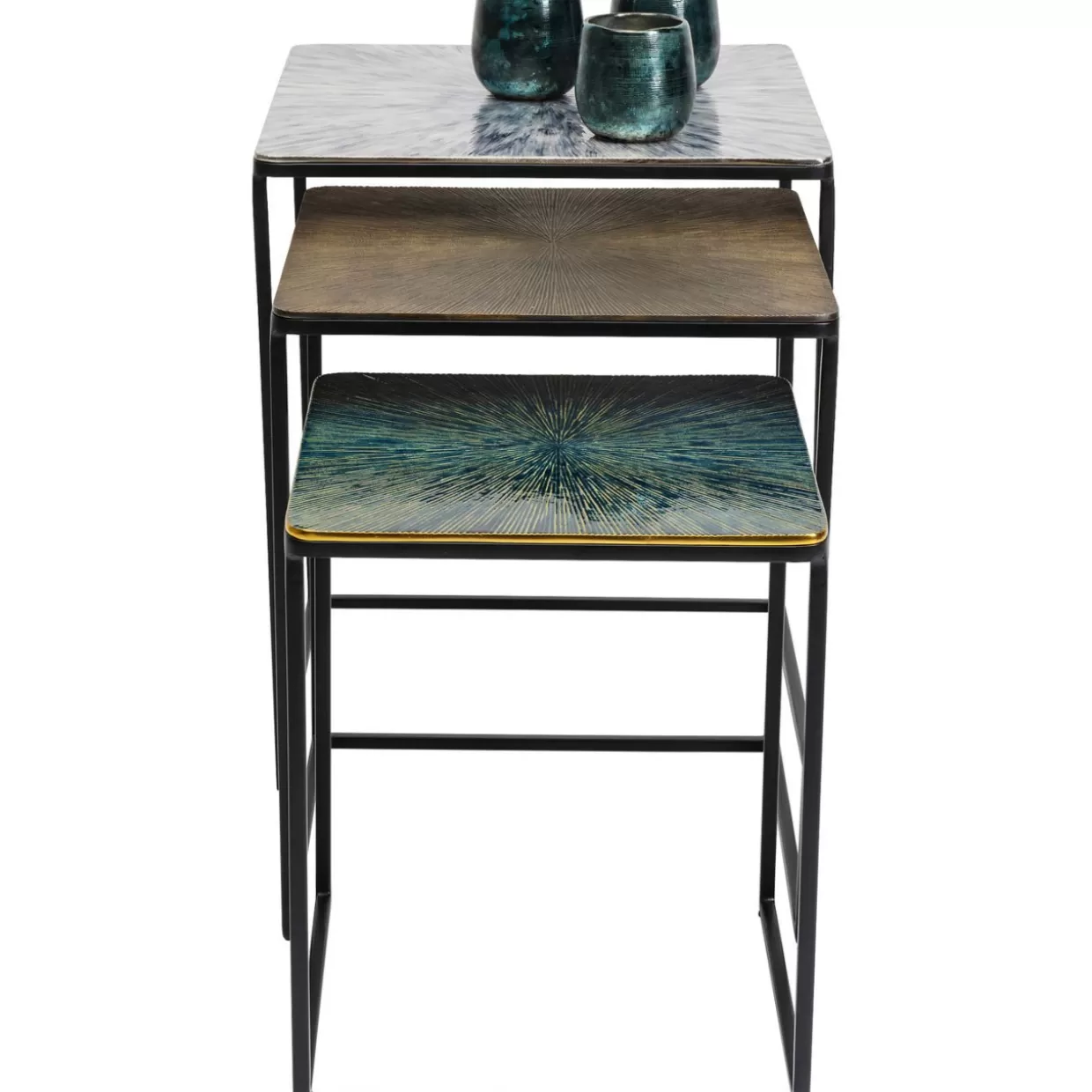 Design KARE - Set da 3 Tavolini Ray Quadrati con Stile Contemporaneo per Soggiorni Funzionali