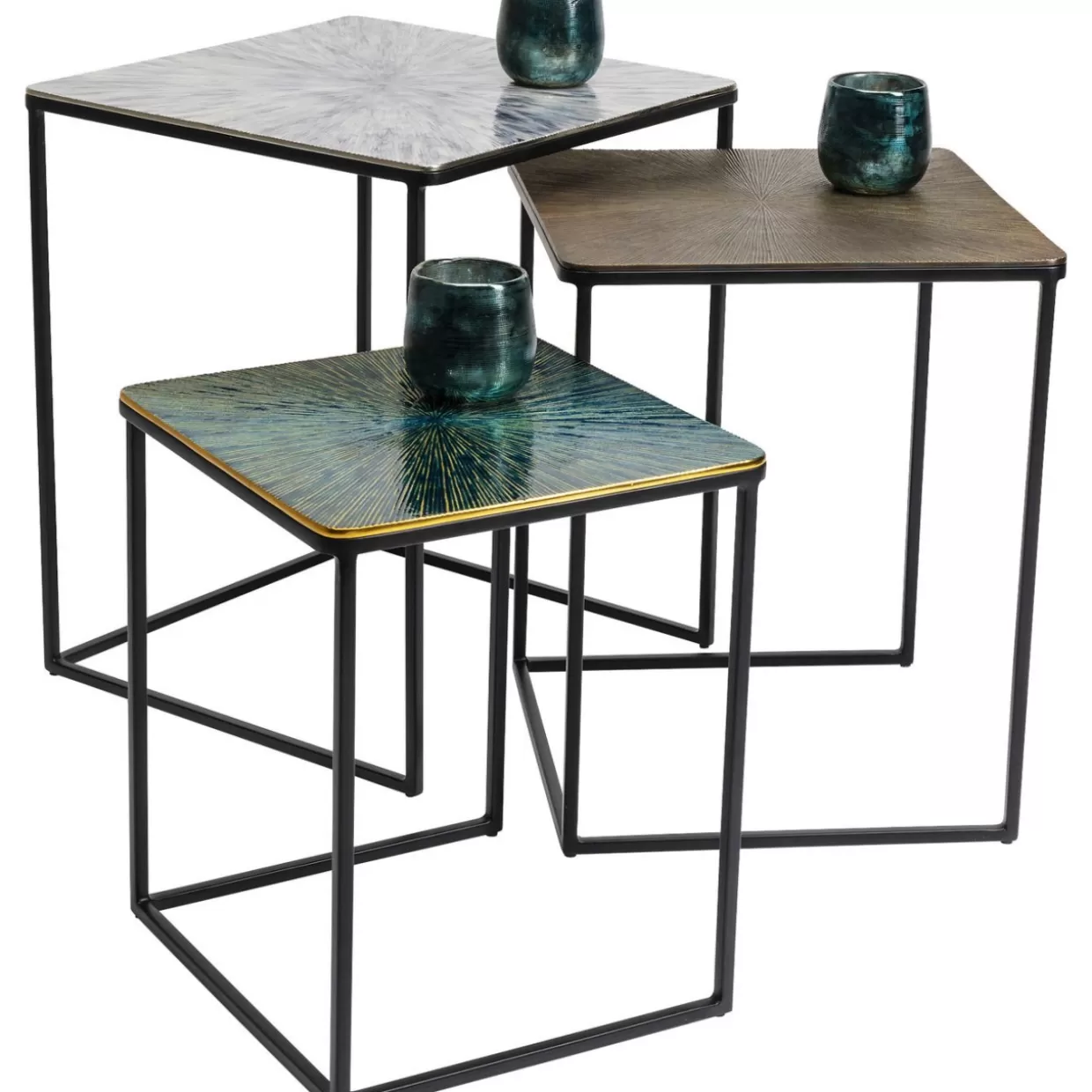 Design KARE - Set da 3 Tavolini Ray Quadrati con Stile Contemporaneo per Soggiorni Funzionali