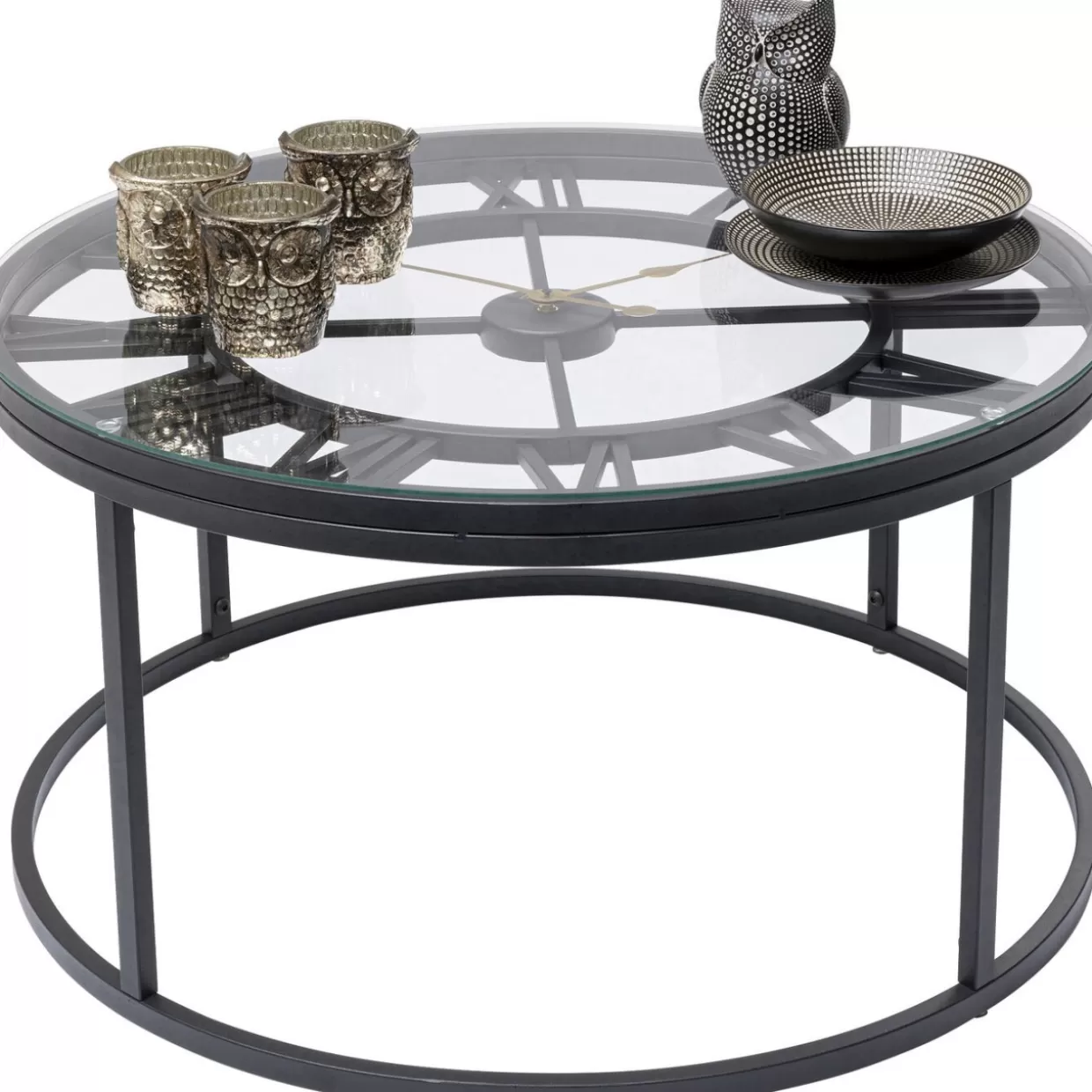 Tavolino moderno Roman in nero opaco KARE Design - Diametro 76 cm per soggiorno elegante