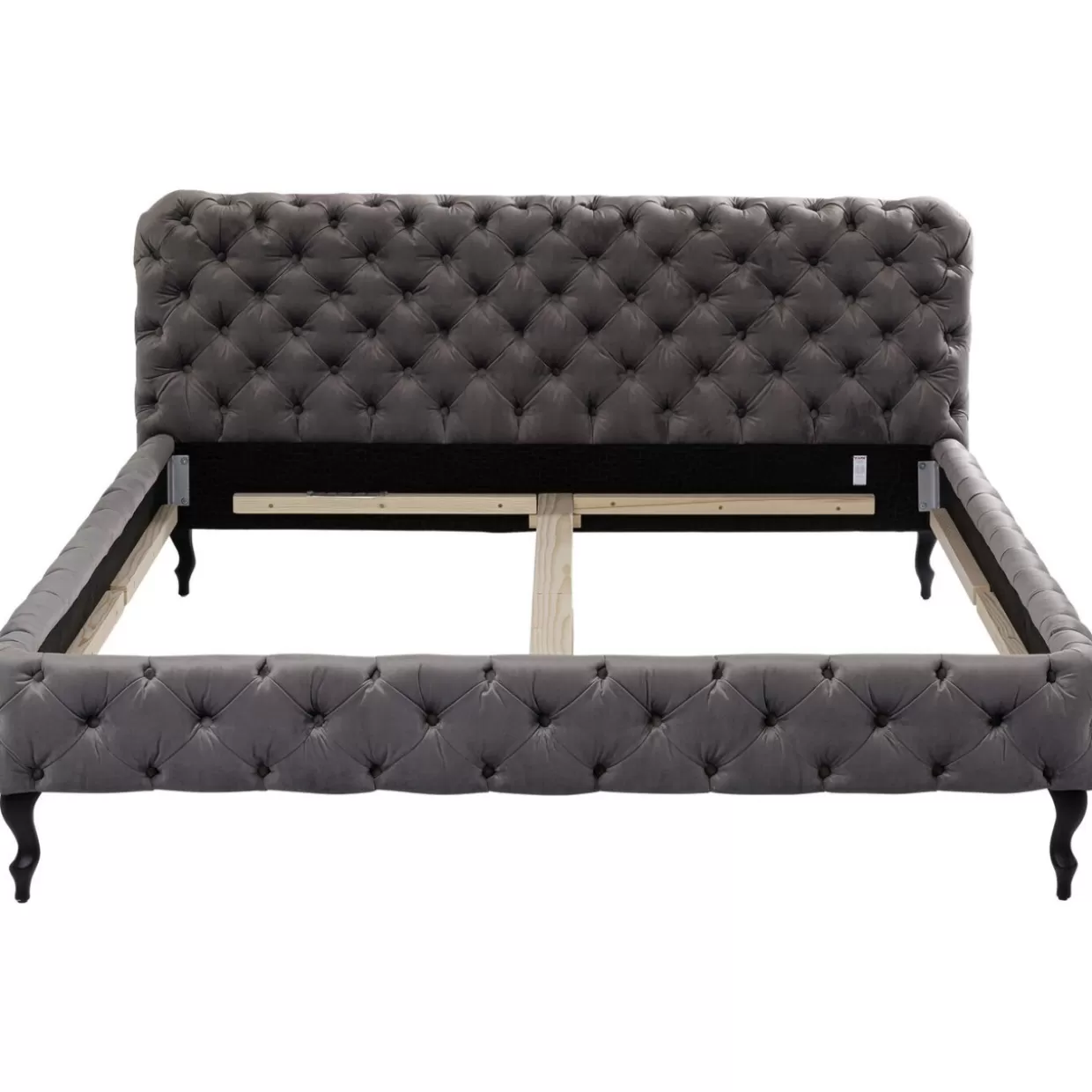 Letto Desire in Velluto Grigio Argento 160x200 - Design Moderno KARE con Testiera Imbottita