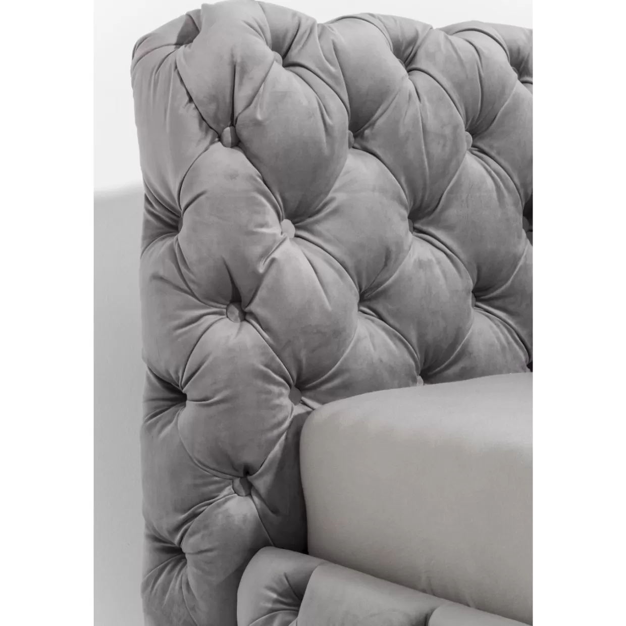 Letto Desire in Velluto Grigio Argento 160x200 - Design Moderno KARE con Testiera Imbottita