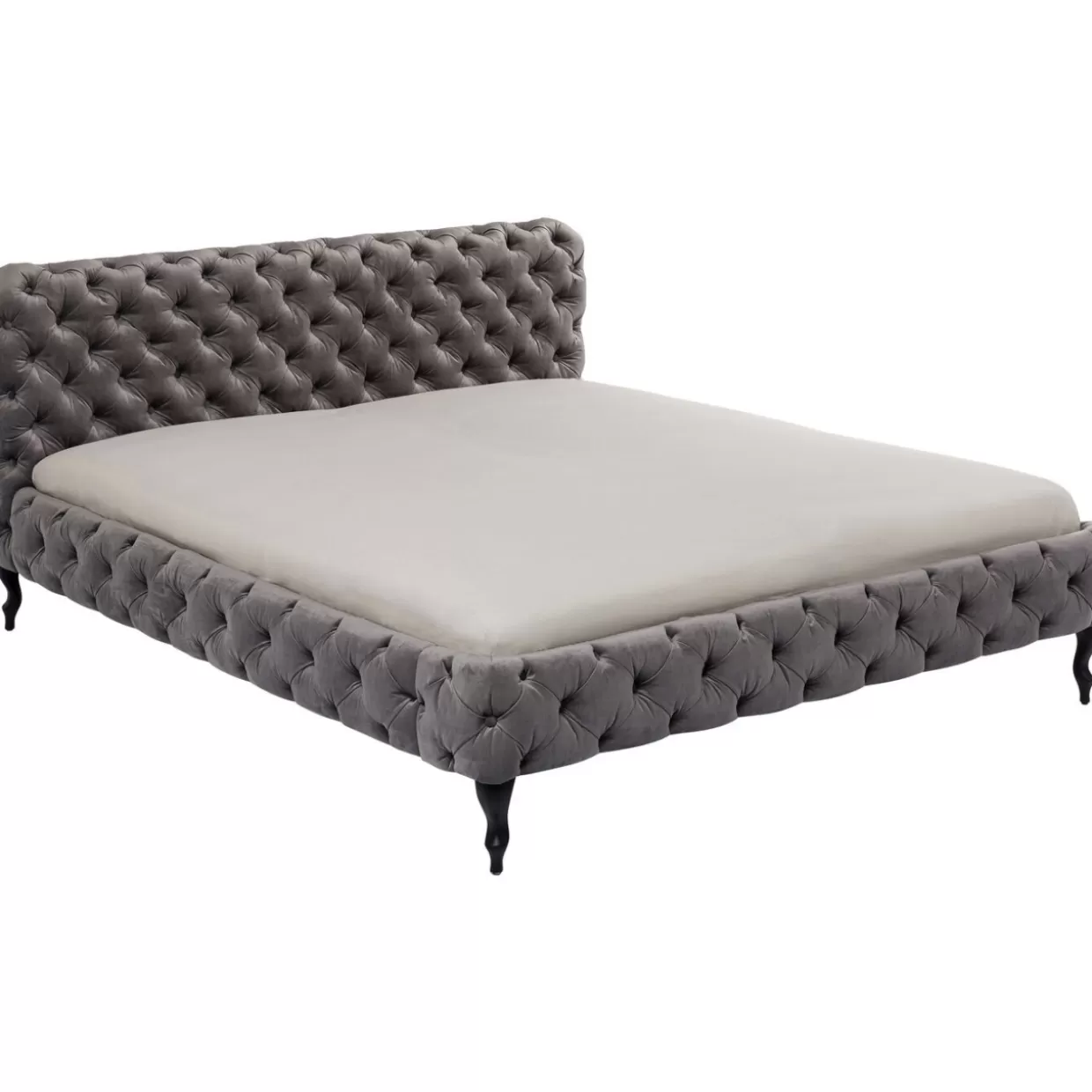 Letto Desire in Velluto Grigio Argento 160x200 - Design Moderno KARE con Testiera Imbottita