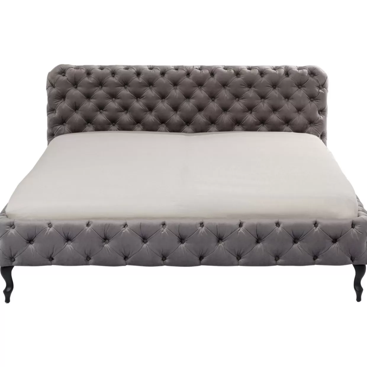 KARE Design - Letto Matrimoniale Desire in Velluto Grigio Luna, 180x200 cm