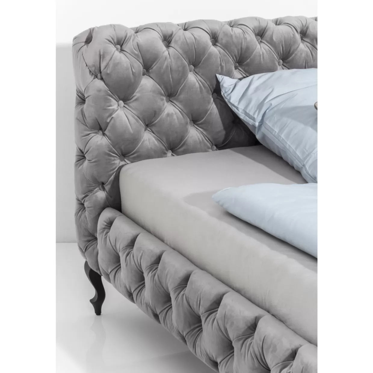 KARE Design - Letto Matrimoniale Desire in Velluto Grigio Luna, 180x200 cm