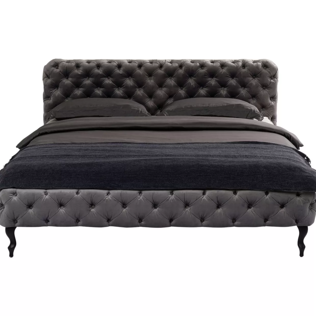 KARE Design - Letto Matrimoniale Desire in Velluto Grigio Luna, 180x200 cm