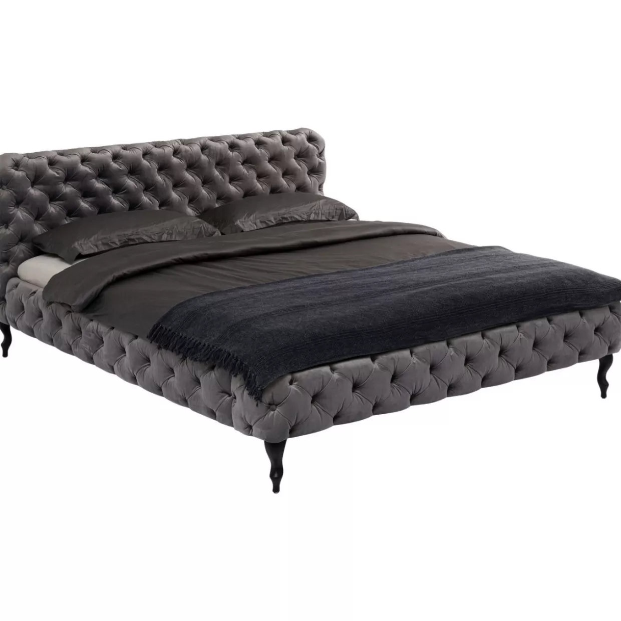 KARE Design - Letto Matrimoniale Desire in Velluto Grigio Luna, 180x200 cm