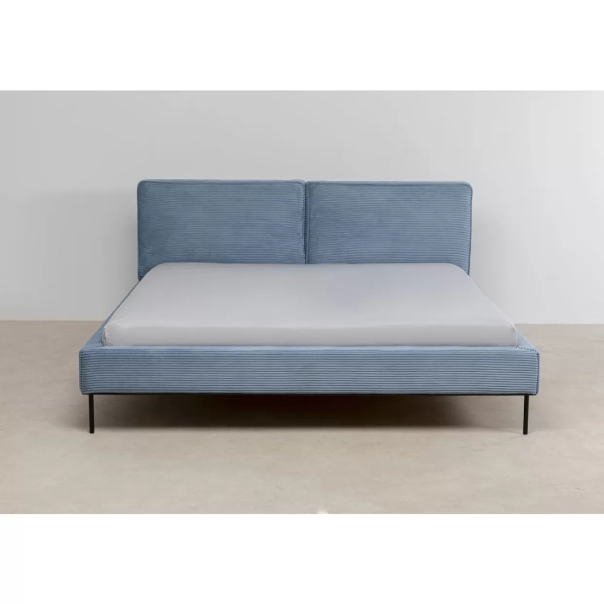 KARE Design Letti - Modello EastSide Cord in Tonalità Blu, Letto Matrimoniale 180x200 cm con Rivestimento in Tessuto Elegante