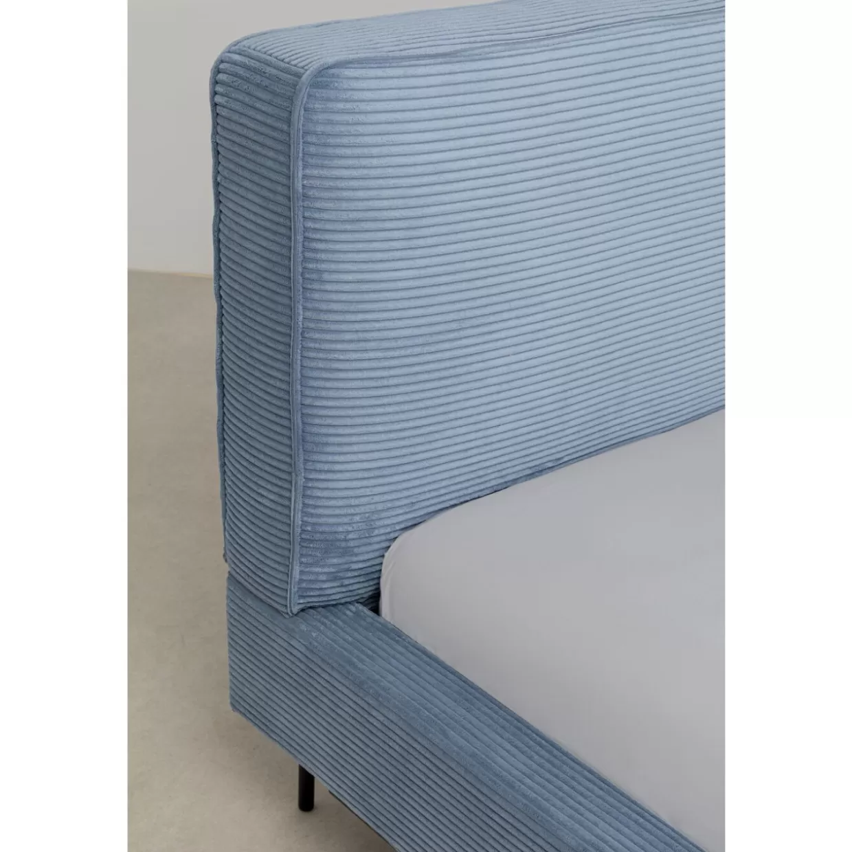 KARE Design Letti - Modello EastSide Cord in Tonalità Blu, Letto Matrimoniale 180x200 cm con Rivestimento in Tessuto Elegante